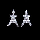 Epoxy Stone Children Silver Jewellery , Silver Snowflake Earrings For Girls