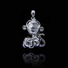 Hollow Cat Shape Solid Silver Pendant Plated RH For Cute Girls
