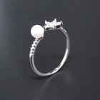 Silver Pearl Engagement Rings Jewelry / White Gold Pearl Ring Unusual Cross Design