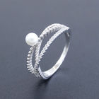 Pentagram Flower Silver Pearl Engagement Ring 925 Platinum Jewellery For Girls