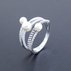 Pentagram Flower Silver Pearl Engagement Ring 925 Platinum Jewellery For Girls