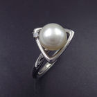Flower Shape Sterling Pearl Ring / Cultured Freshwater Pearls For Wedding Bridal