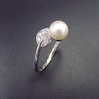 Heart Shape Silver Pearl Ring / Arrowhead Jewellery Pearl Halo Ring