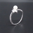 White Gold Silver Pearl Ring , Customized Three Pearl Ring Simple Design