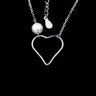 Korean Sample Silver Pearl Necklace Minimalist Style For Engagement