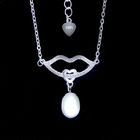 Korean Style Silver Pearl Necklace Freshwater Pearl With Round Heart Shape