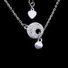 Customized Silver Pearl Necklace 925 Sterling Silver Jewellery With Hearts Shape