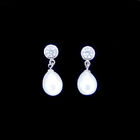 3D Design Fish Tail Symbol Silver Pearl Earrings For Party , Wedding