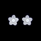 Sweety 925 Sterling Silver Pearl Earrings Snow Shape For Girl Friend Gift