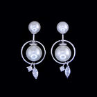 Ture 925 Sterling Silver S Symbol Drop Earrings With Pearl Minimalist Style