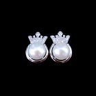 Custom Made 925 Sterling Silver Pearl Earrings Heart Shape White Gold Plated
