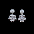 Fancy Real 925 Silver Freshwater Pearl Stud Earrings Triangle Shaped
