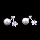 Chenqi Silver Pearl Earrings For Woman / Pearl Drop Earrings Natural Cultured