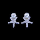 Korean Women Jewelry 925 Sterling Silver Stud Earrings / Natural Cultured Freshwater Pearl Earrings