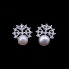 Natural Freshwater Pearl 925 Silver Drop Earrings Star Shaped Fashion
