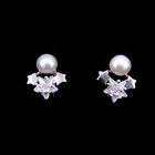 Shell Pearl Hanging Silver 925 Earrings Sapphire CZ / Women Accessories