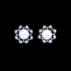 Flower Shape Inset Fres Freshwater Pearl Drop Earrings For Engagement