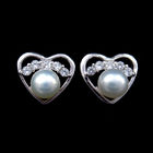 Cross Shape Silver Pearl Earrings Stub Full Pearl Jewelry 925 Silver