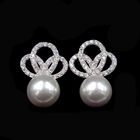 Customized Silver Pearl Earrings Jewelry / S925 Square Shape Simple Silver Earrings