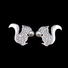 Customized Silver Pearl Earrings Jewelry / S925 Square Shape Simple Silver Earrings