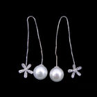 Lady Silver Pearl Earrings Elegant Design / CZ Jewellery Freshwater Pearl Earrings