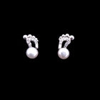 Personalized Silver Pearl Earrings / Hollow Style Round Pearl Stud Earrings