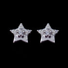 Heart Shape Silver Cubic Zirconia Earrings / S925 Plating White Gold Earrings For Lady