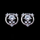 Personalized Silver Cubic Zirconia Earrings , Zircon Copper Flower Charm Cute Stud Earrings For Women