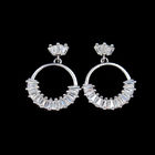 Rose Gold Silver Cubic Zirconia Earrings / Sterling Silver Hoop Earrings With Crystal