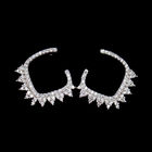 Rose Gold Silver Cubic Zirconia Earrings / Sterling Silver Hoop Earrings With Crystal