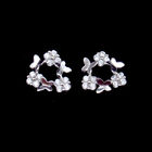 Personalized Cube Style Silver Cubic Zirconia Earrings 925 Sterling Silver For Girl