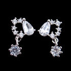 Square Silver Cubic Zirconia Earrings Silver Jewellery Stub With AAA CZ