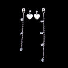Women Tassel Design Silver Cubic Zirconia Earrings With Real White Gold Plated