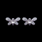 AAA Cubic Zirconia Stone Sterling Silver Animal Shaped Small Swan Earring For Women