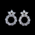 Flowers Charm Snow Shaped Silver Cubic Zirconia Earrings Stud For Women With CZ Jewelry
