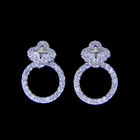 OEM Silver Cubic Zirconia Earrings , Heart Enamel 925 Sterling Silver Earrings For Birthday Gift