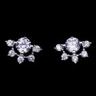 OEM Silver Cubic Zirconia Earrings , Heart Enamel 925 Sterling Silver Earrings For Birthday Gift
