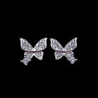 Sterling Silver Cubic Zirconia Earrings / Color Enamel Love Heart Stud Earrings For Lady Jewelry