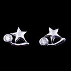 Round Simple Circularity Silver Earrings Jewellery AAA Zircon 9 X 9 MM