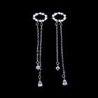 Heart Shape Hanging Earrings CZ Sterling Silver Korean Style Mirror - Polished