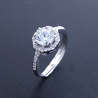 Smooth Water Line Silver Cubic Zirconia Rings For Anniversary / Party