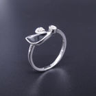 Simple Round Sterling Silver Cubic Zirconia Rings For Girls / Engagement Jewellery