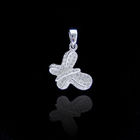 Plating Rhodium Two Silver Dolphin Pendant 925 Silver Cubic Zirconia
