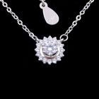 Romantic Cute Accessory Silver Cubic Zirconia Necklace For Girls / Silver 925 Daisy Chain Necklace With Leaves