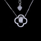3D Heart Shaped Necklace Cross Chain And Hanging Zircon Shining Stone Sterling Silver