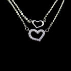 Nine Diamond Shape Zircon Simple Sterling Silver Heart Necklace 16 X 5mm