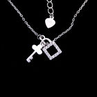 Heart Sweet Sugar Candy Shape Anniversary Necklace 925 Silver With CZ And Cross Chain