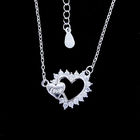 Beautiful Ladies Sterling Silver Cubic Zirconia Heart Necklace Jewelry Korean Style
