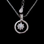 Girls Two Heart Diamond Necklace / Real 925 Silver Zirconia Necklace