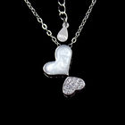 White Gold S925 Sterling Silver Heart Necklace Rhodium plating For Lady